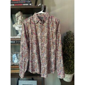 Vince Long Sleeve Button Down Paisley Shirt Multicolor Mens Size Large